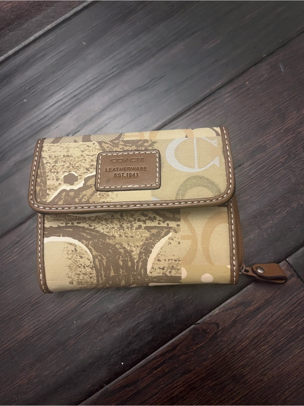 Vintage Y2K Coach Signature Patchwork Compact Trifold Wallet
